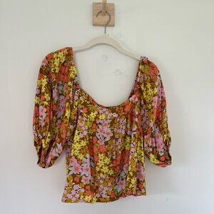 “Beach Daze” Puff sleeve Crop Top by Billabong